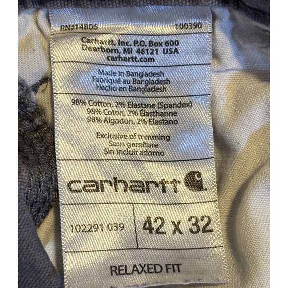 Carhartt Pants Work Men’s Relaxed Fit 42x32 Gray Utility Chino Durable - Picture 4 of 10